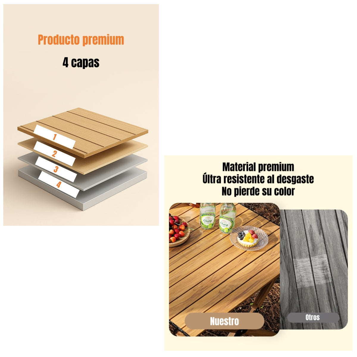 Mesa De Camping Plegable Impermeable 120x58cm Kemi