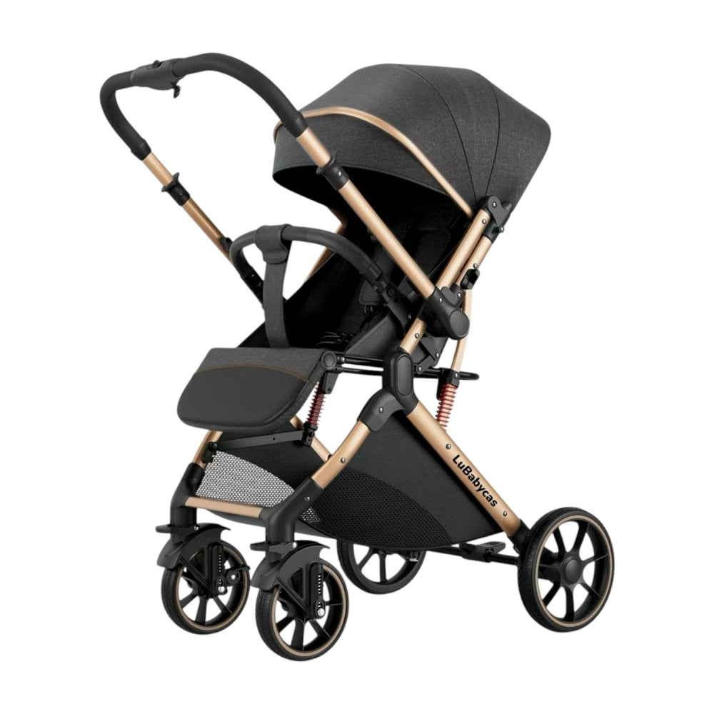 Coche De Paseo Reversible Con Cubre Pies B1 Negro LuBabycas
