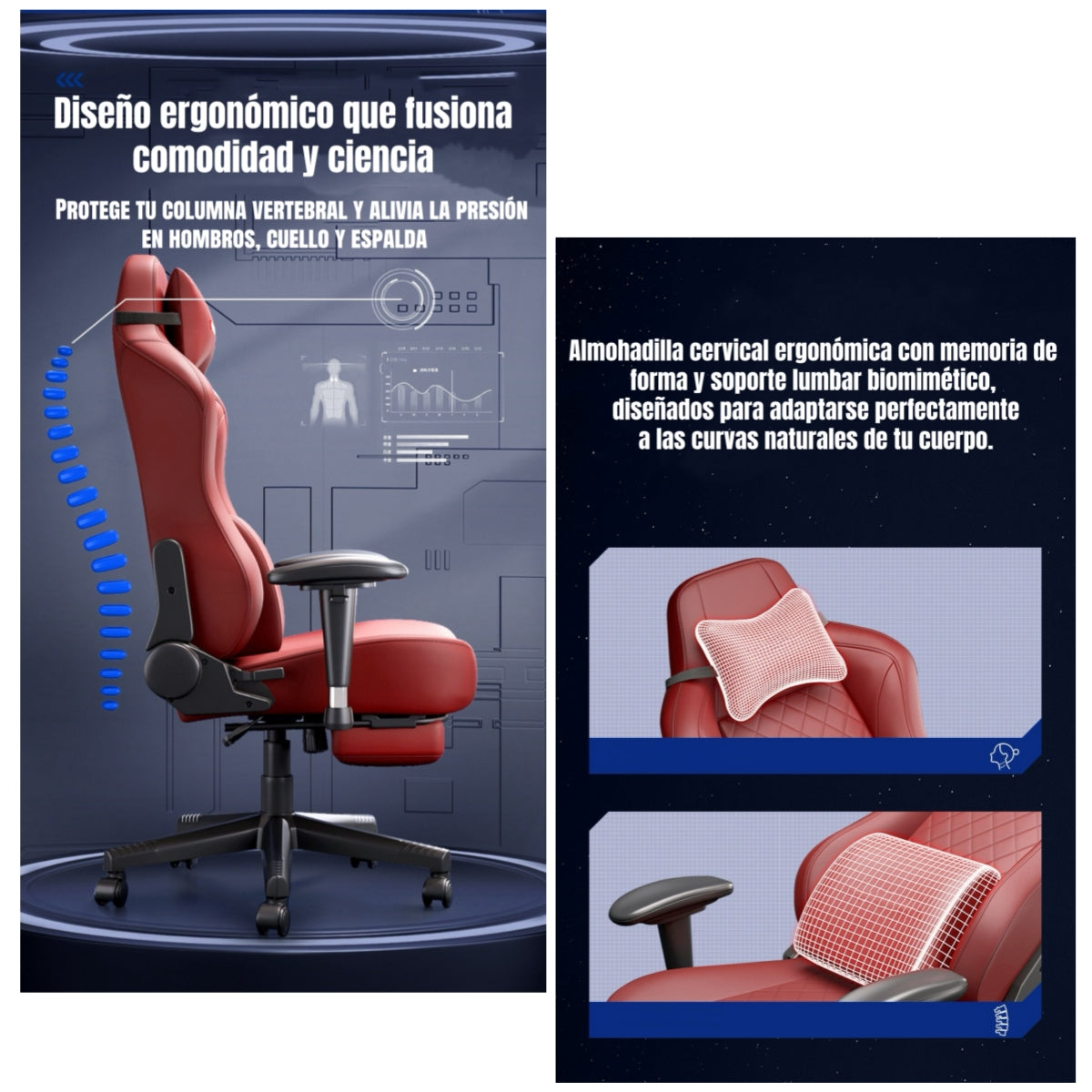 Silla Gamer Premium Reclinable Con Reposapies Power Roja