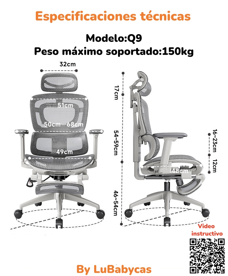 Silla De Escritorio Reclinable Reposapies Q9 By LuBabycas