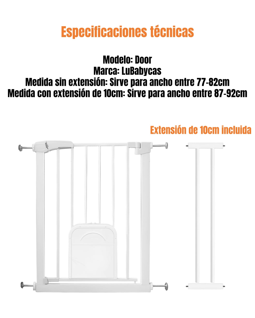 Puerta Seguridad Bebé Puertita Mascota 77-92cm LuBabycas