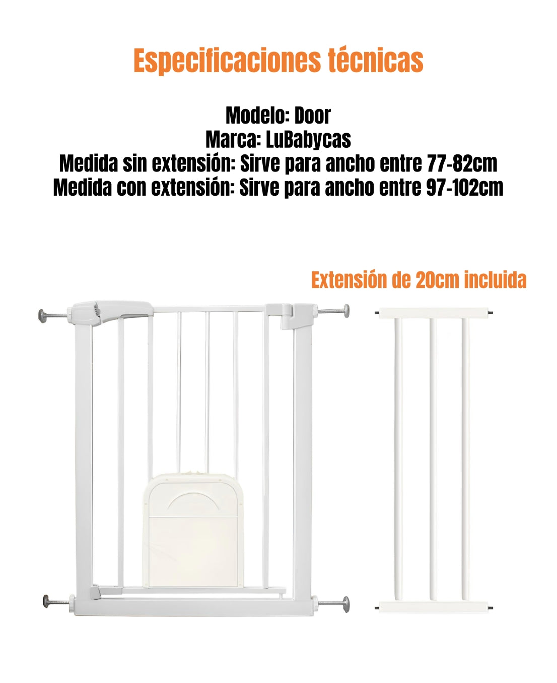 Puerta Seguridad Bebé Puertita Mascota 77-102cm LuBabycas