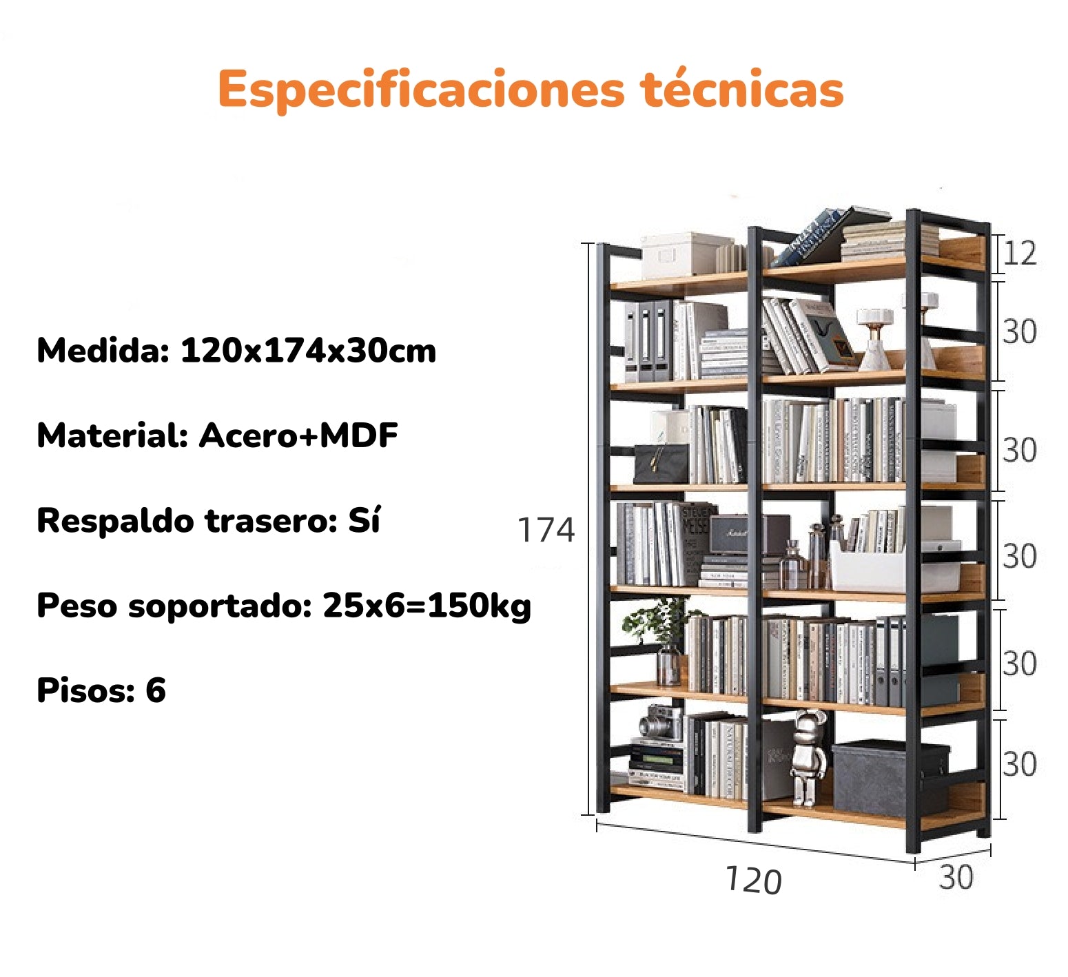 Estante Librero Repisas De 6 Niveles 174cm By LuBabycas