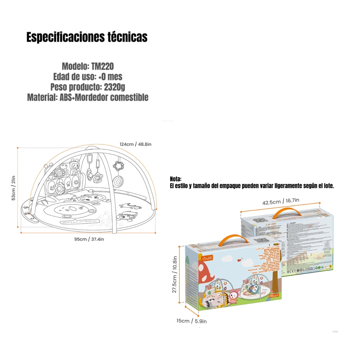 Gimnasio Bluetooth Musical Piano Con Control TM220 LuBabycas