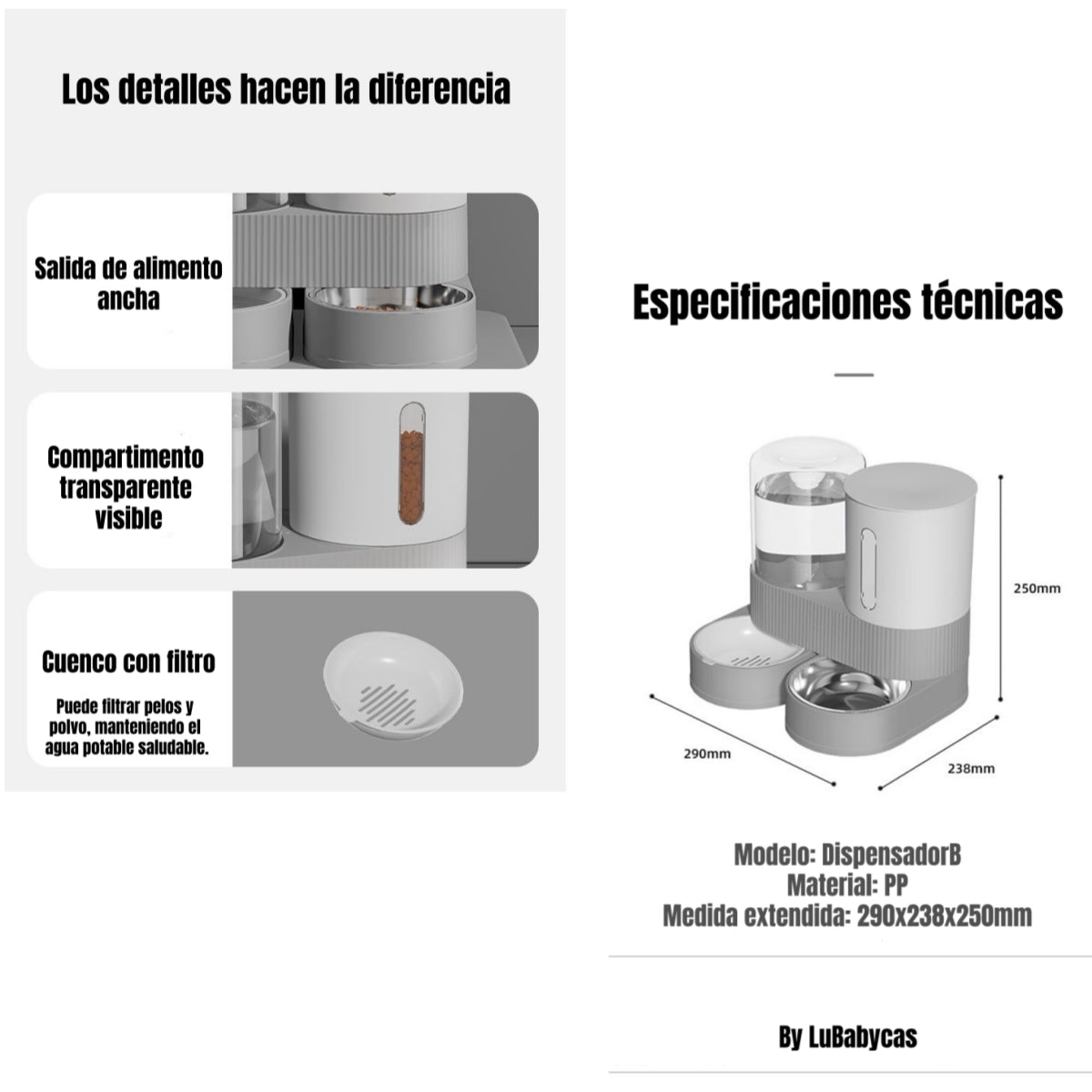 Dispensador 360 Automático Agua Y Alimento 2 En 1 LuBabycas