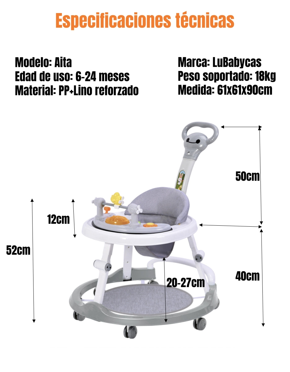 Andador Caminador 4 En 1 Aita Con Manilla LuBabycas