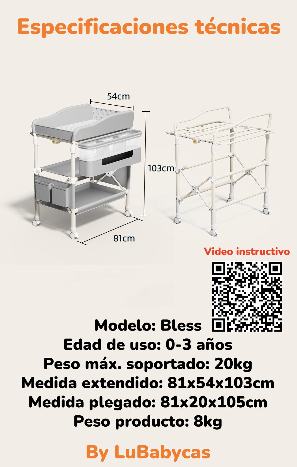 Mudador De Pañales Plegable Gris Accesorios Bless LuBabycas