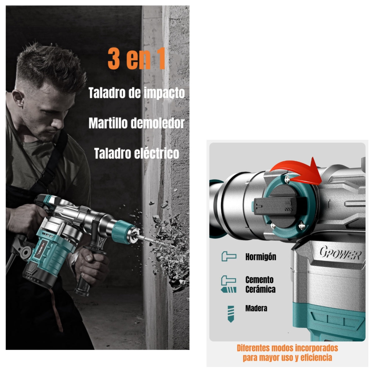 Kit Taladro De Impacto 1200W Industrial Con Caja Accesorios