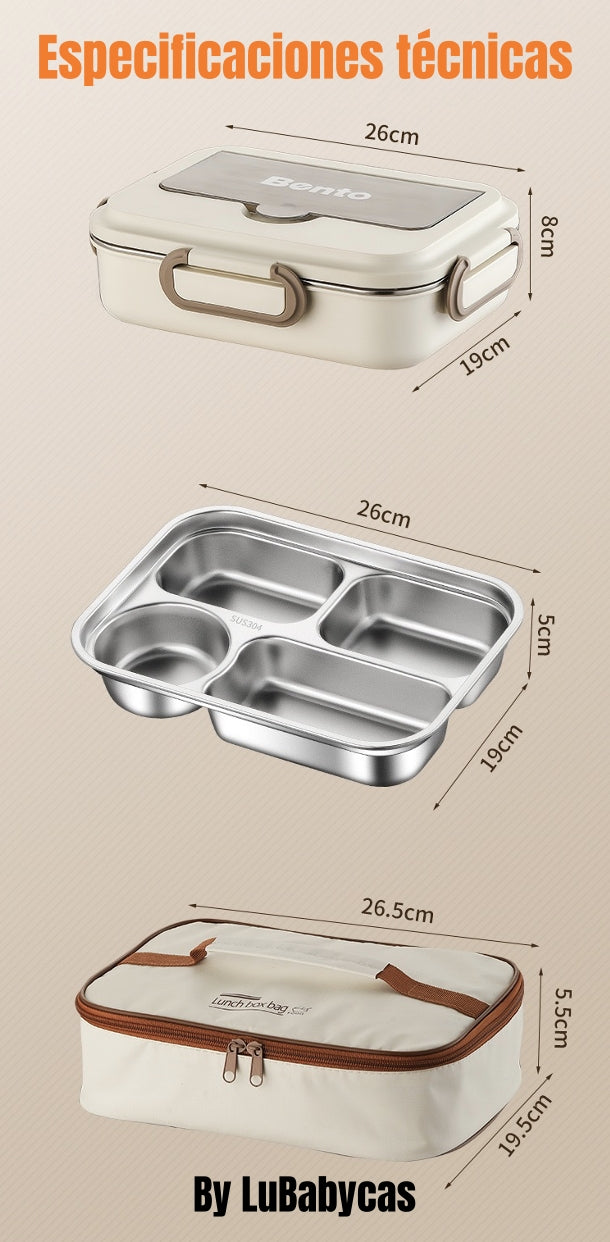 Lonchera Fiambrera Calentadora Con Bolso Térmico LuBabycas