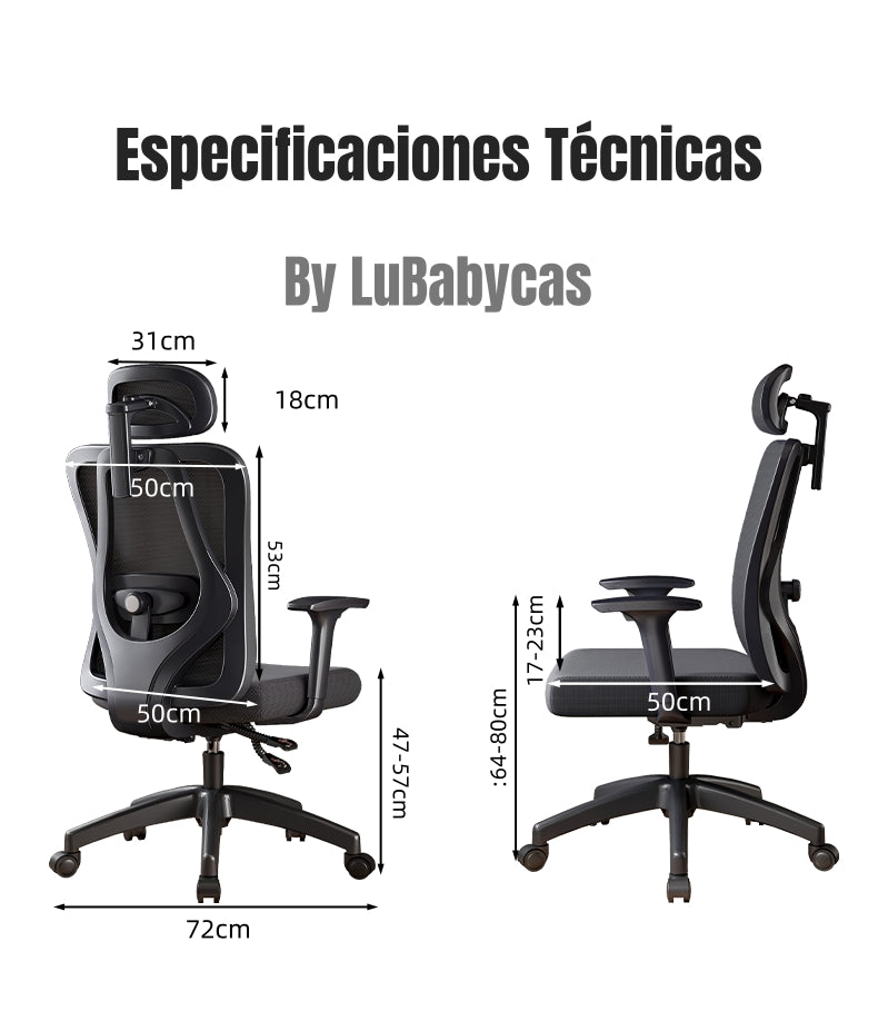 Silla de Escritorio Premium Con Apoya Pies Negra LuBabycas