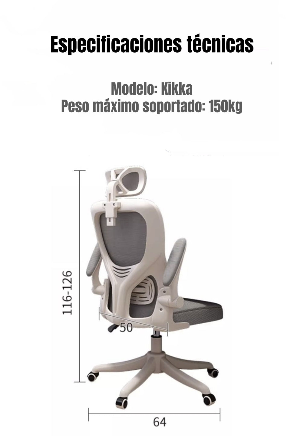 Silla De Escritorio 360° Kikka Con Apoyacabeza Negra