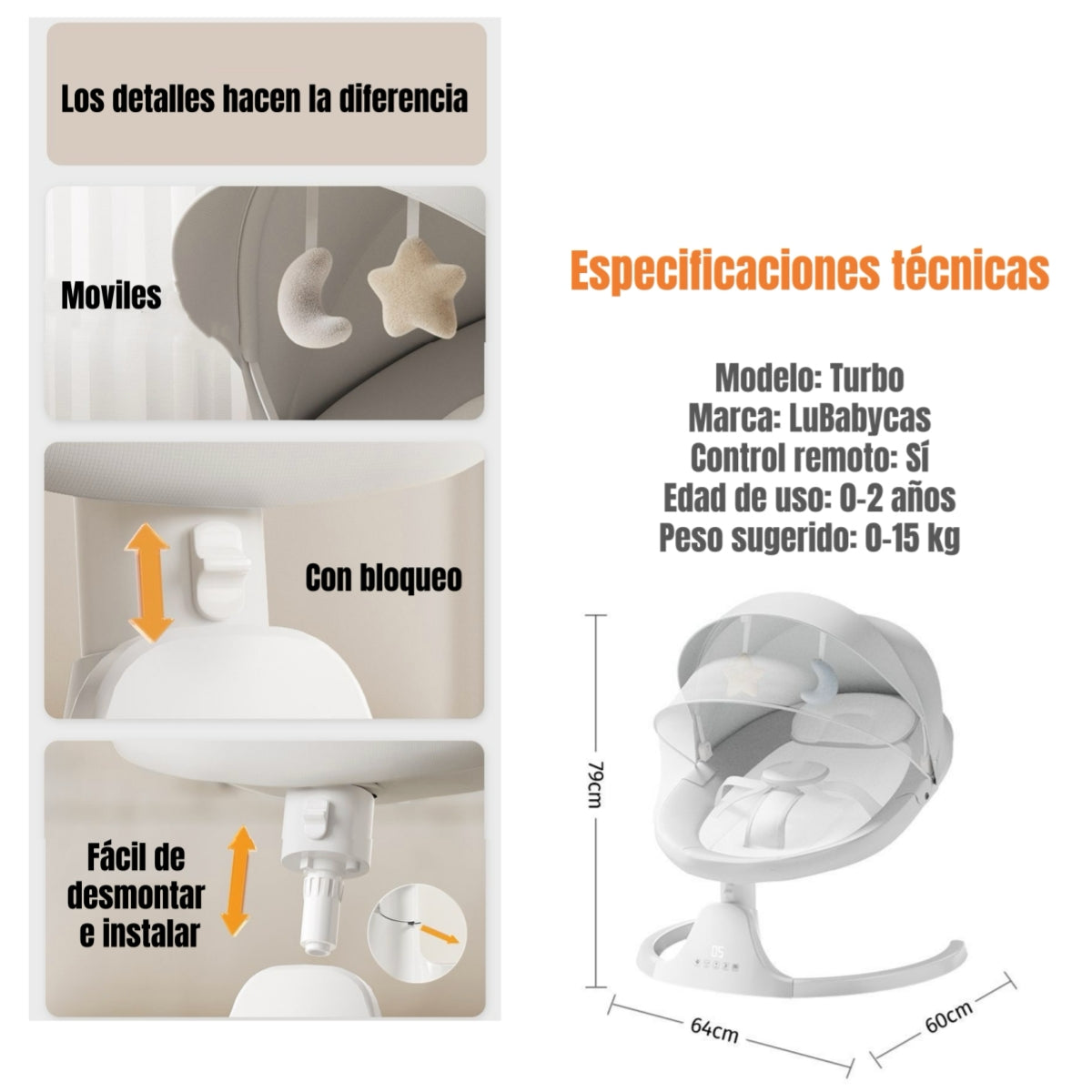 Mecedora Eléctrica LuBabycas BlueTooth Turbo