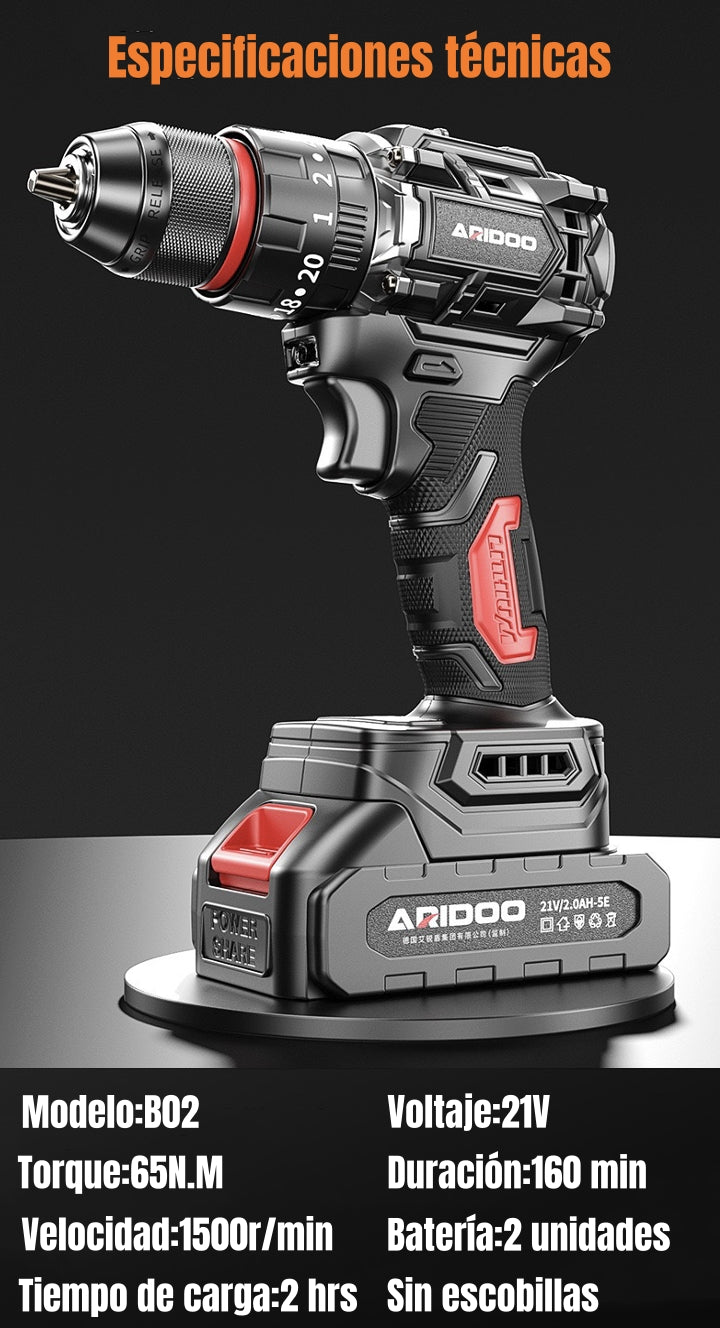 Kit Taladro Atornillador Inalámbrico 21V 2 Baterías B02