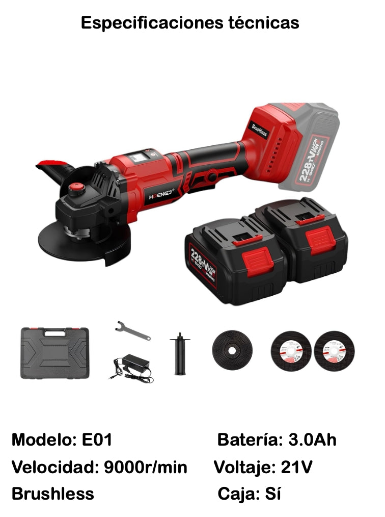 Esmeril Inalámbrico Con 2 Baterías 21V E01