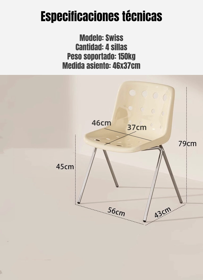 Set 4 Sillas De Comedor PP Swiss Crema By LuBabycas