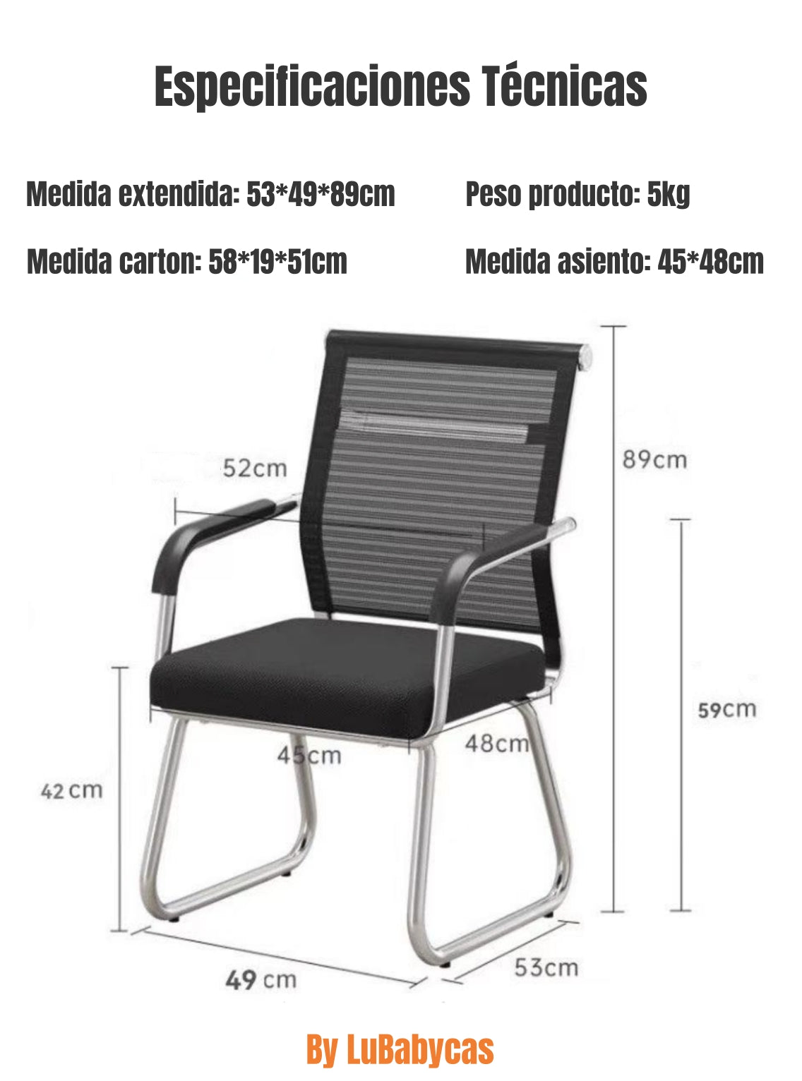 Silla de Escritorio Oficina Flex Negra by LuBabycas
