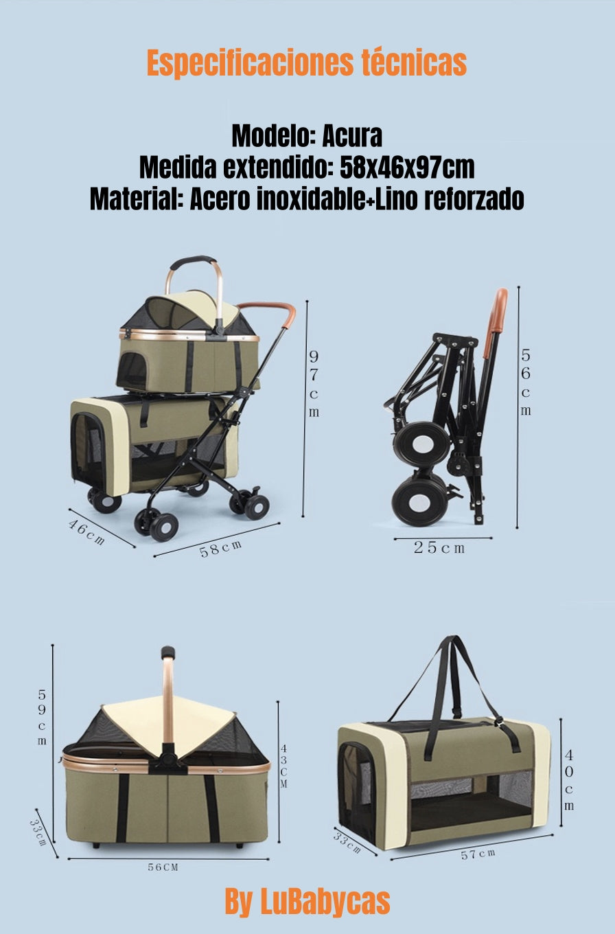 Cochecito Doble Para Mascotas Acura By LuBabycas