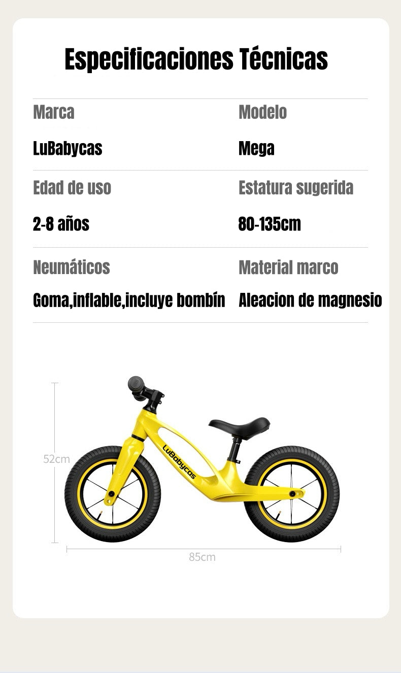 Bicicleta de Equilibrio Convertible Aro 12 y 14 Amarilla