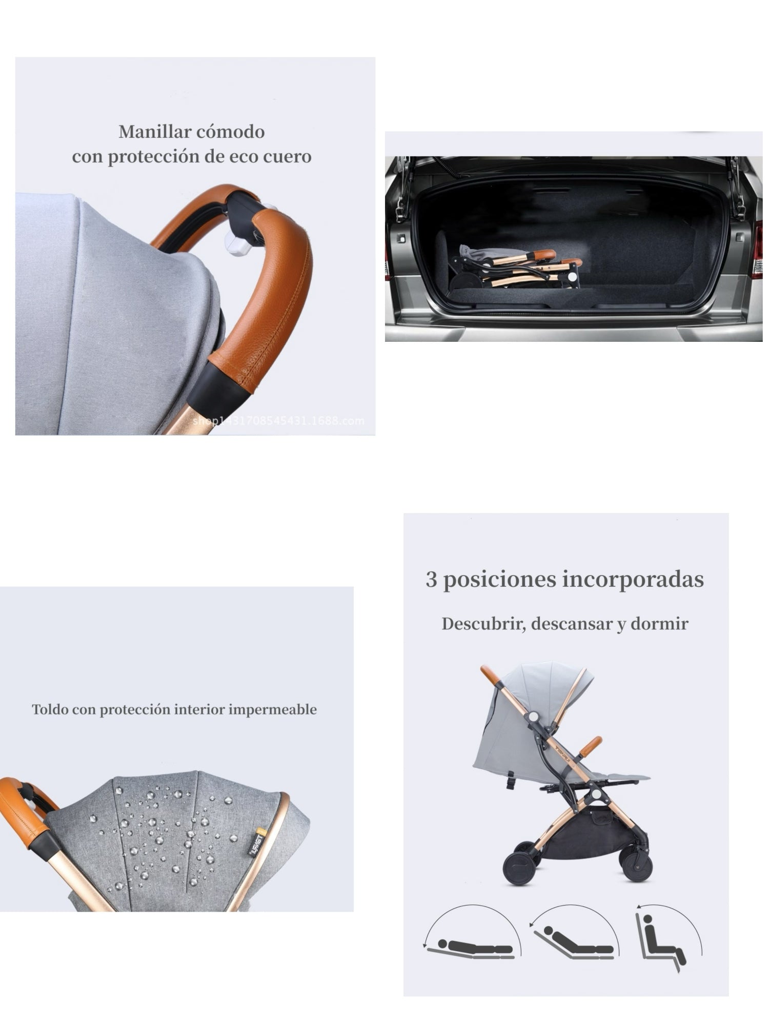 Coche De Paseo Aluminio Con Accesorios LuBabycas Negro