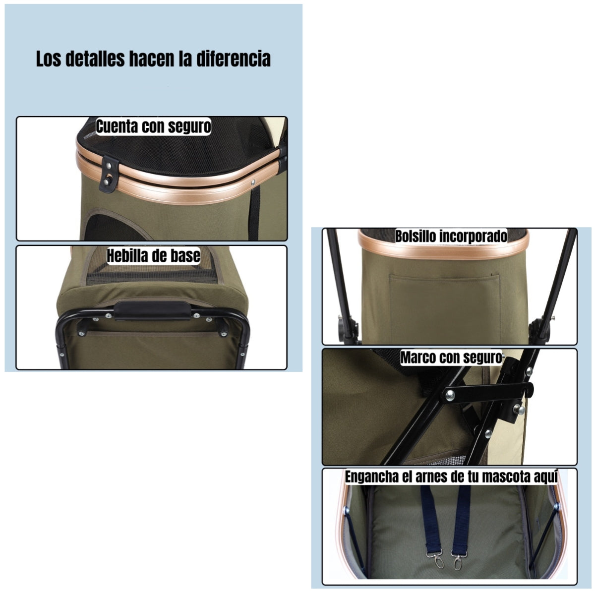 Cochecito Doble Para Mascotas Acura Verde By LuBabycas