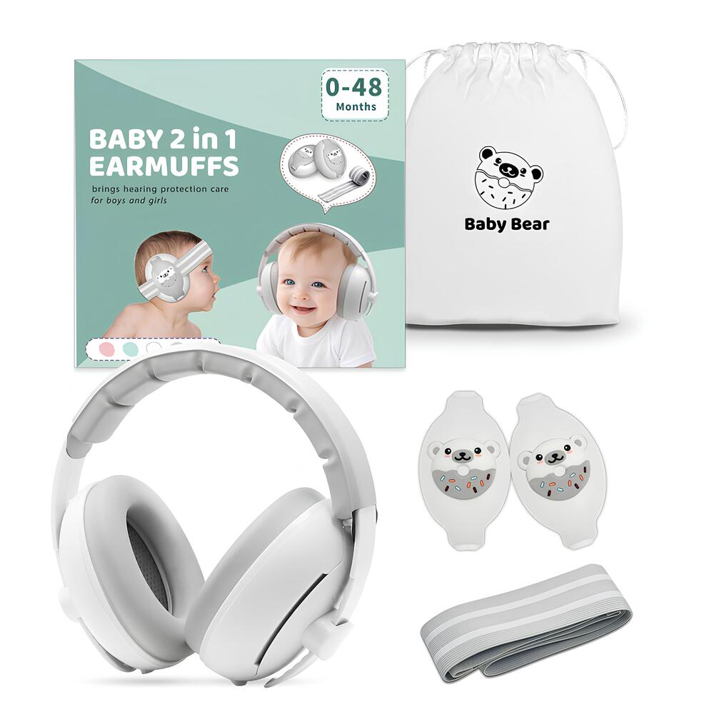 Orejeras Antiruido Auriculares 2 En 1 Blanca LuBabycas