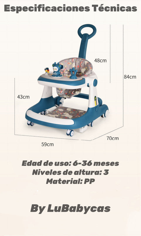 Andador Caminador 5 En 1 Con Apoya Pies Lubabycas Rojo