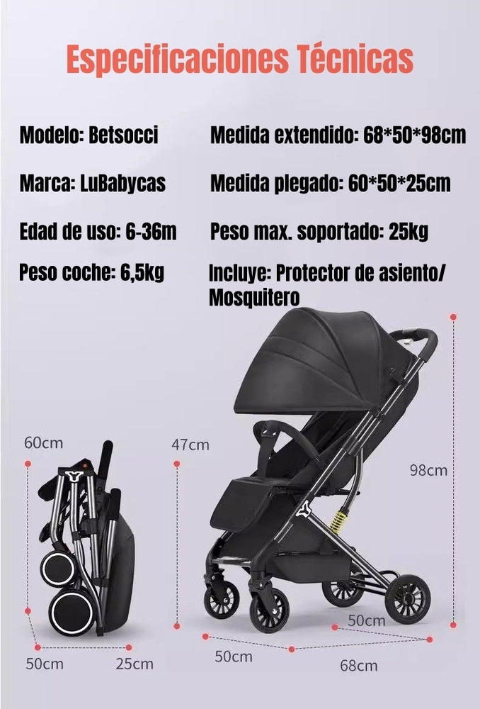 Coche De Paseo Compacto Con Accesorios Lubabycas