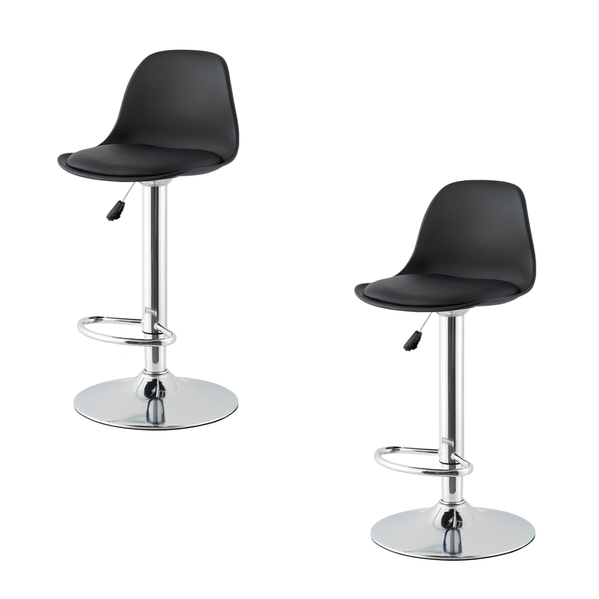 Pack 2 Sillas Piso Bar Negras Altura Regulable Con Respaldo