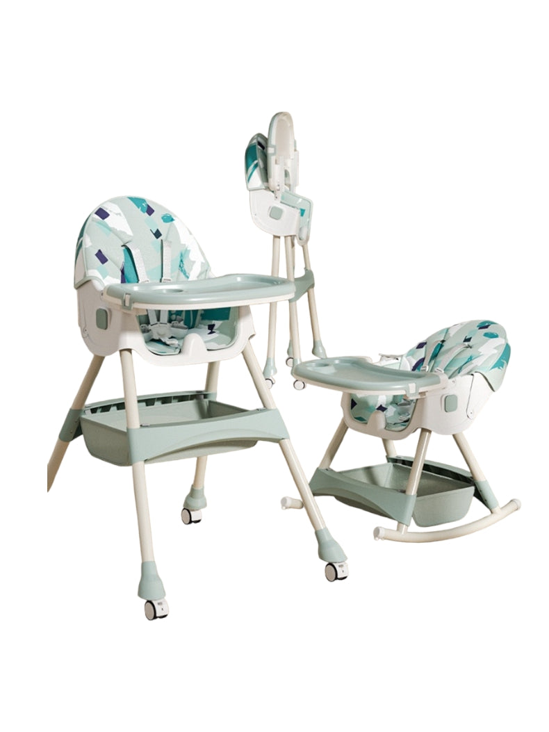 Silla De Comer Mecedora 2 En 1 Con Ruedas Verde Lubabycas