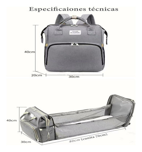 Mochila Maternal 3 En 1 Con Cunita Lubabycas Negra