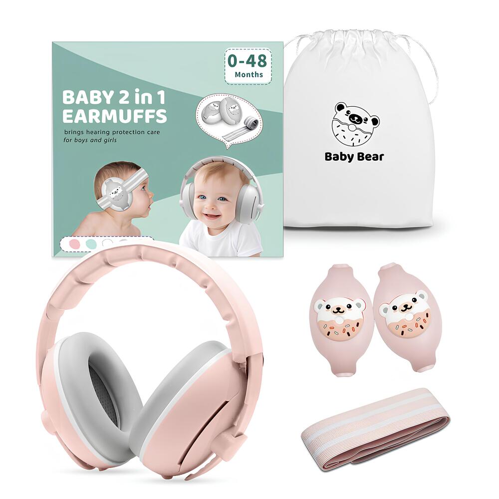 Orejeras Antiruido Auriculares 2 En 1 Rosada LuBabycas