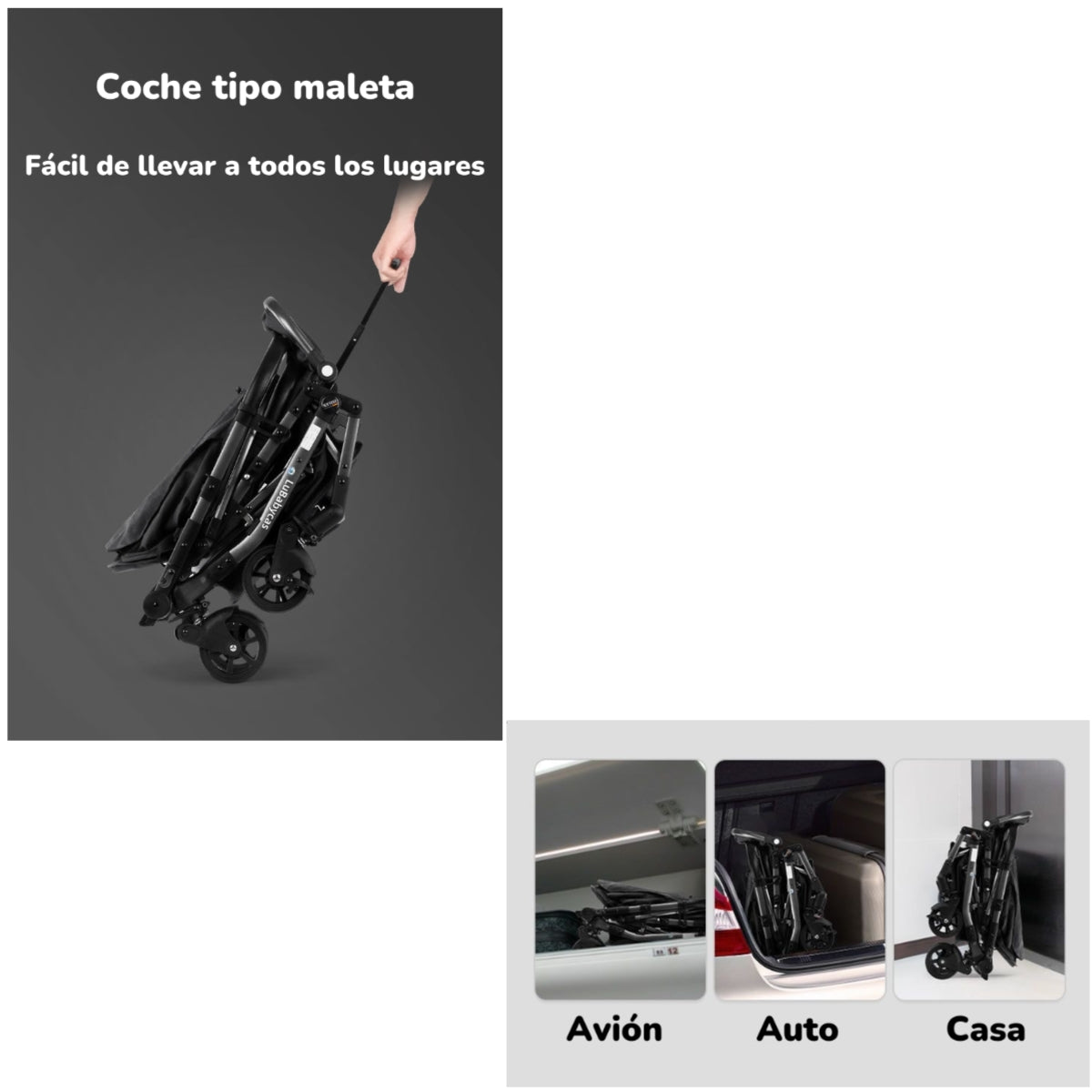 Coche De Paseo Reversible 4 Ruedas 360°Space Gris LuBabycas