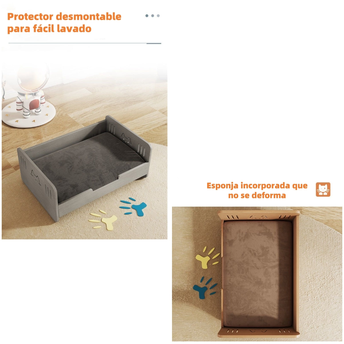 Cama Para Mascotas Madera Con Colchón 40x60cm By LuBabycas