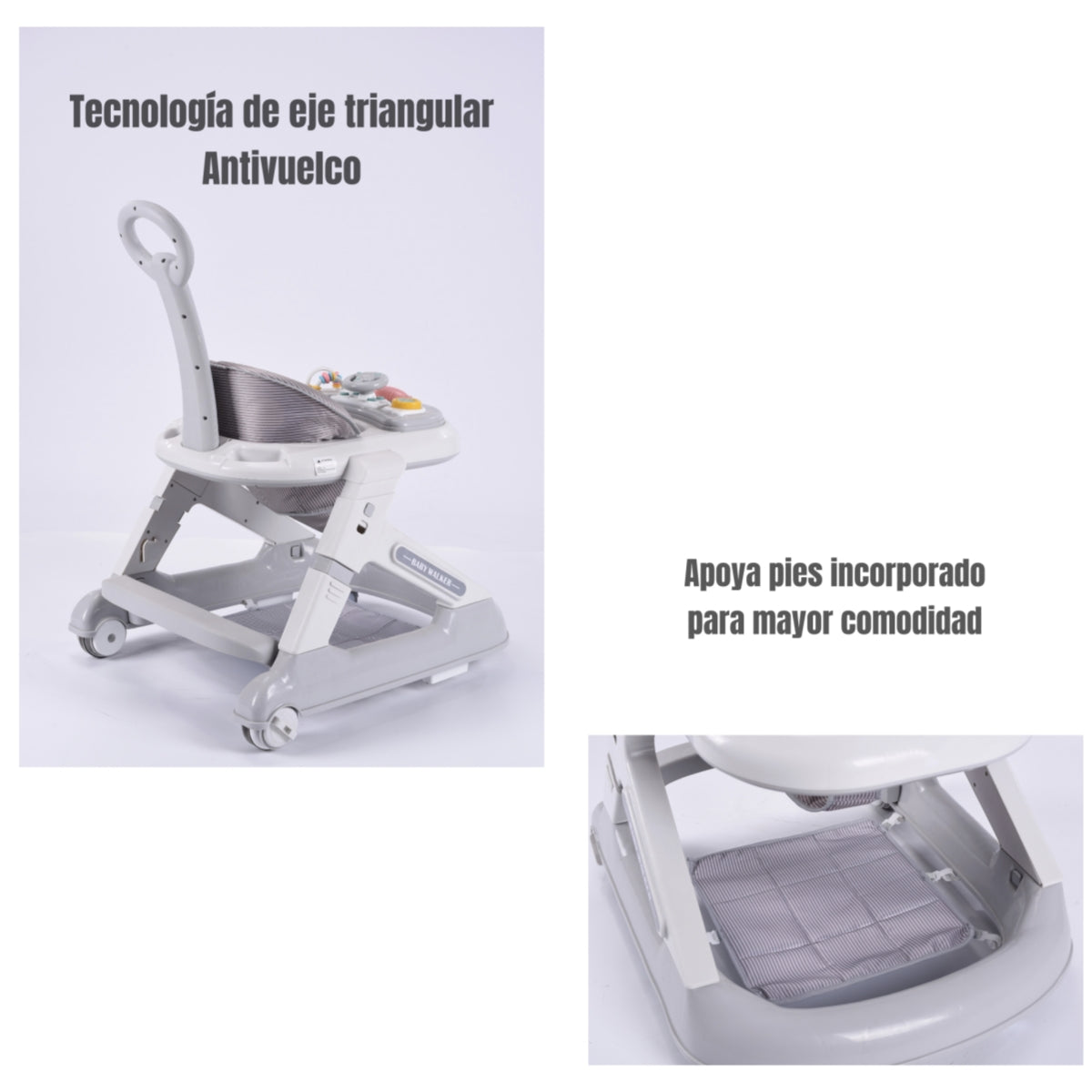 Andador Caminador 5 En 1 Con Apoya Pies Gris LuBabycas