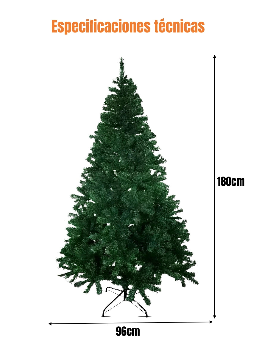 Árbol De Navidad Pino Verde Con Base Metal 180/210/240cm