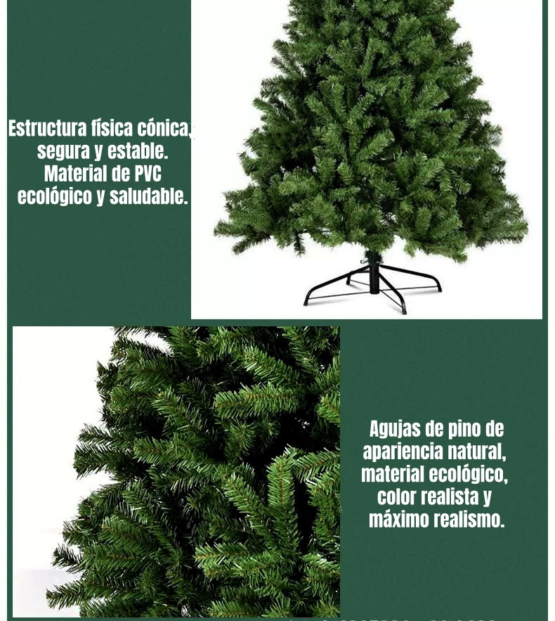 Árbol De Navidad Pino Verde Con Base Metal 180/210/240cm