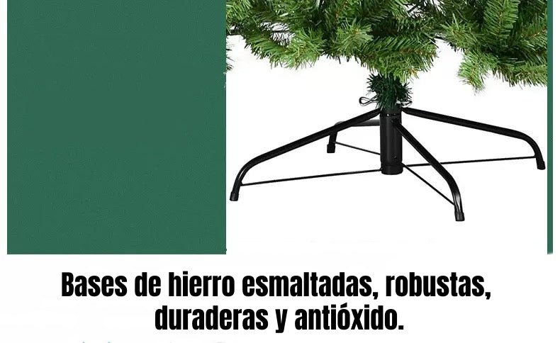 Árbol De Navidad Pino Verde Con Base Metal 180/210/240cm
