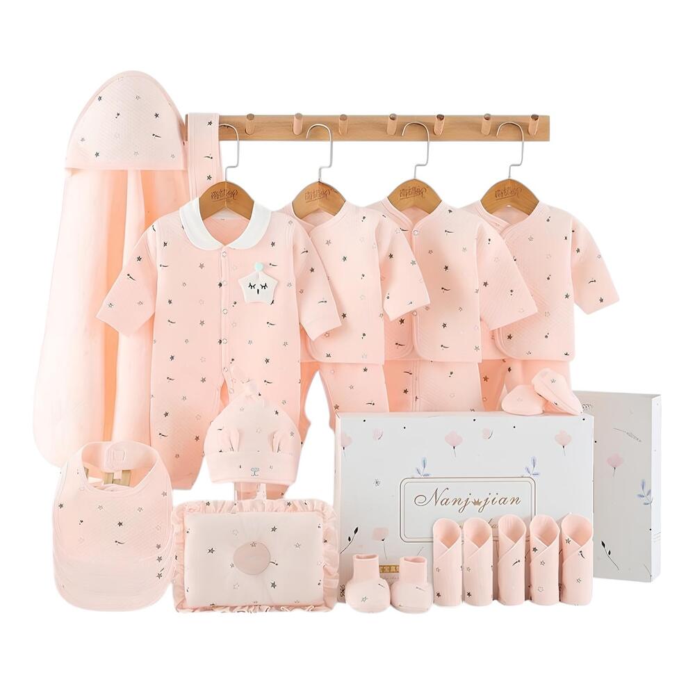 Pack Ajuar Bebé Ropa Algodón 24 Piezas Rosado Lubabycas