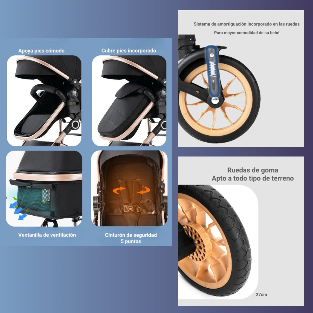 Coche Travel System Con Accesorios Musso Burdeos LuBabycas