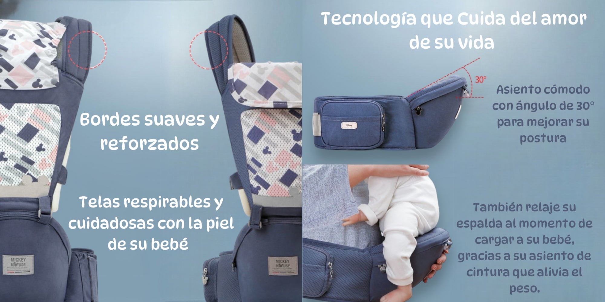 Portabebé Ergonomico 6 En 1 Azul By Lubabycas