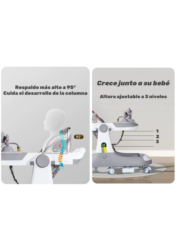 Andador Caminador 5 En 1 Con Apoya Pies Lubabycas Gris