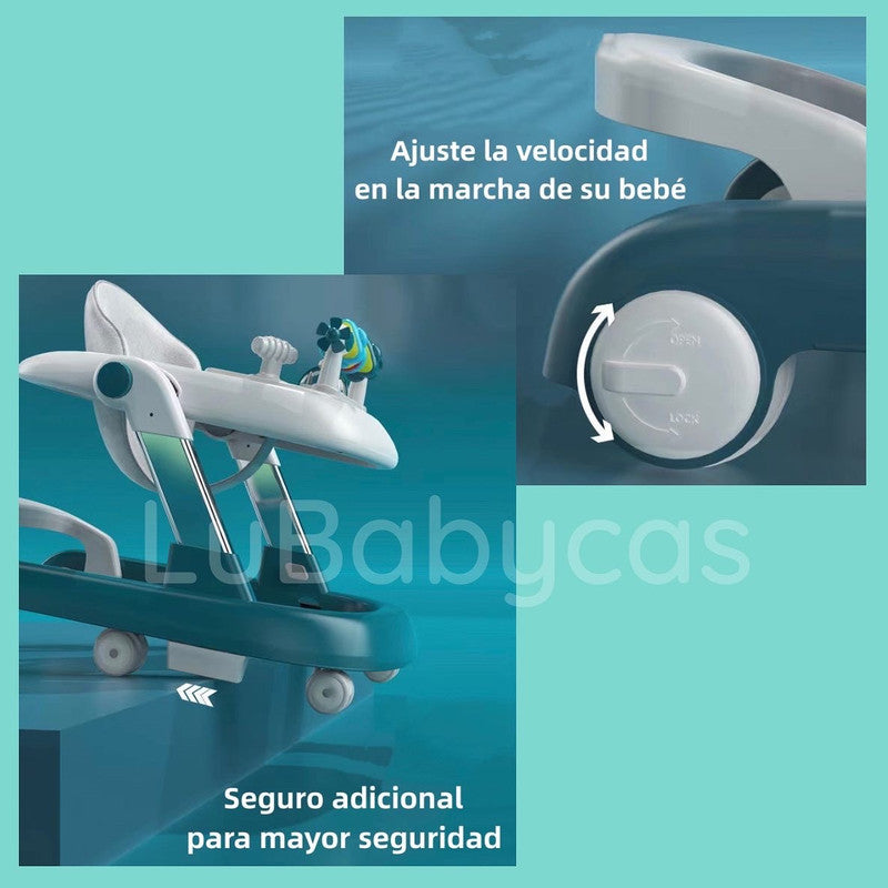 Andador Caminador Multifuncional 4 En 1 Lubabycas Gris