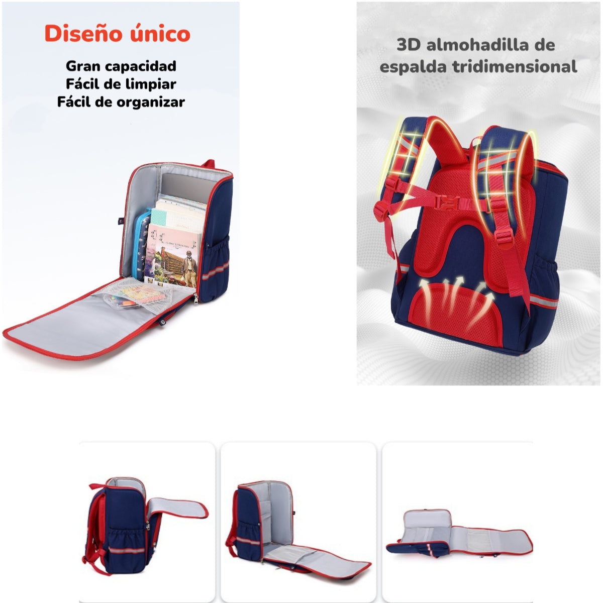 Mochila Escolar Infantil Impermeable 5S Roja LuBabycas
