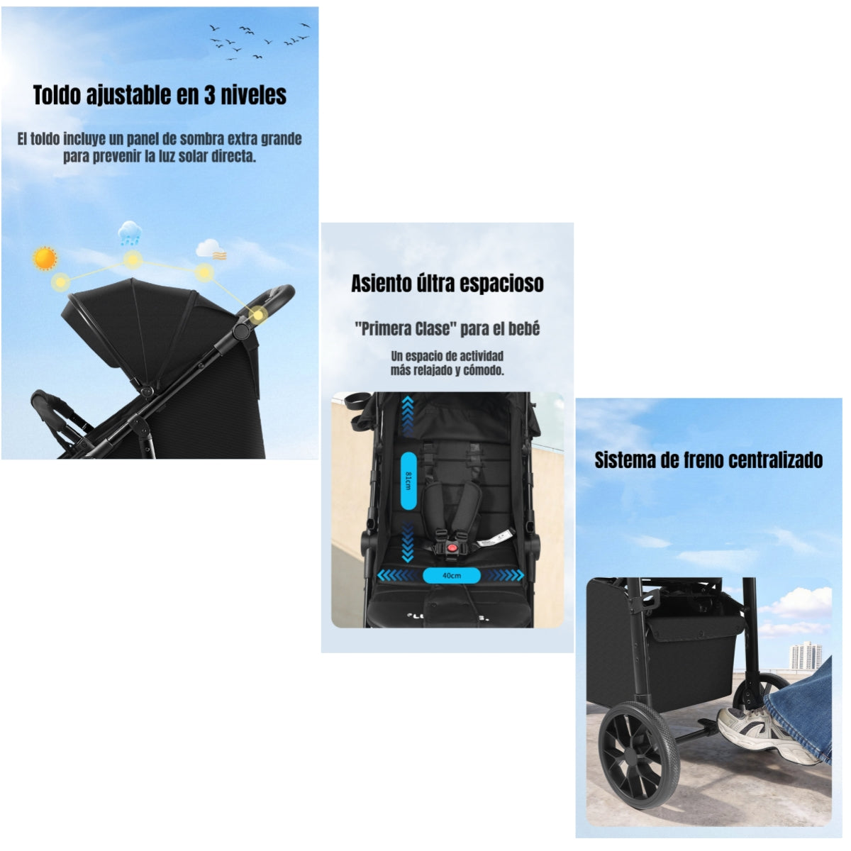 Coche De Paseo Con Posa Vaso 4 Años Iron Gris LuBabycas