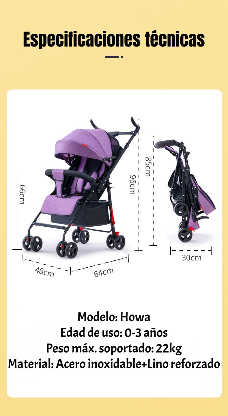 Coche Paseo Liviano Con Posa Vaso Howa Negro LuBabycas