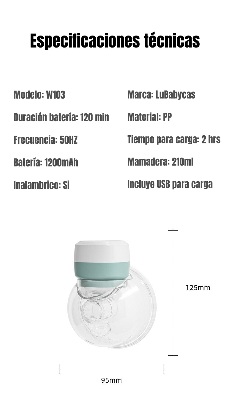 Extractor De Leche Eléctrico Manos Libre W103 LuBabycas
