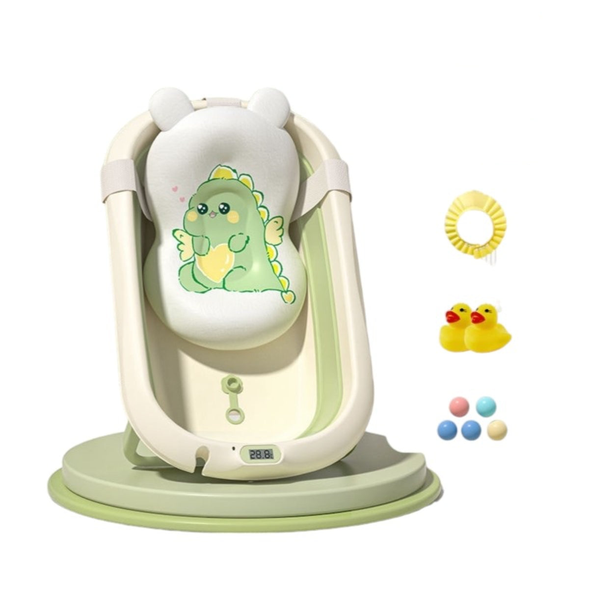 Bañera Con Termómetro Cojín Premium Verde LuBabycas