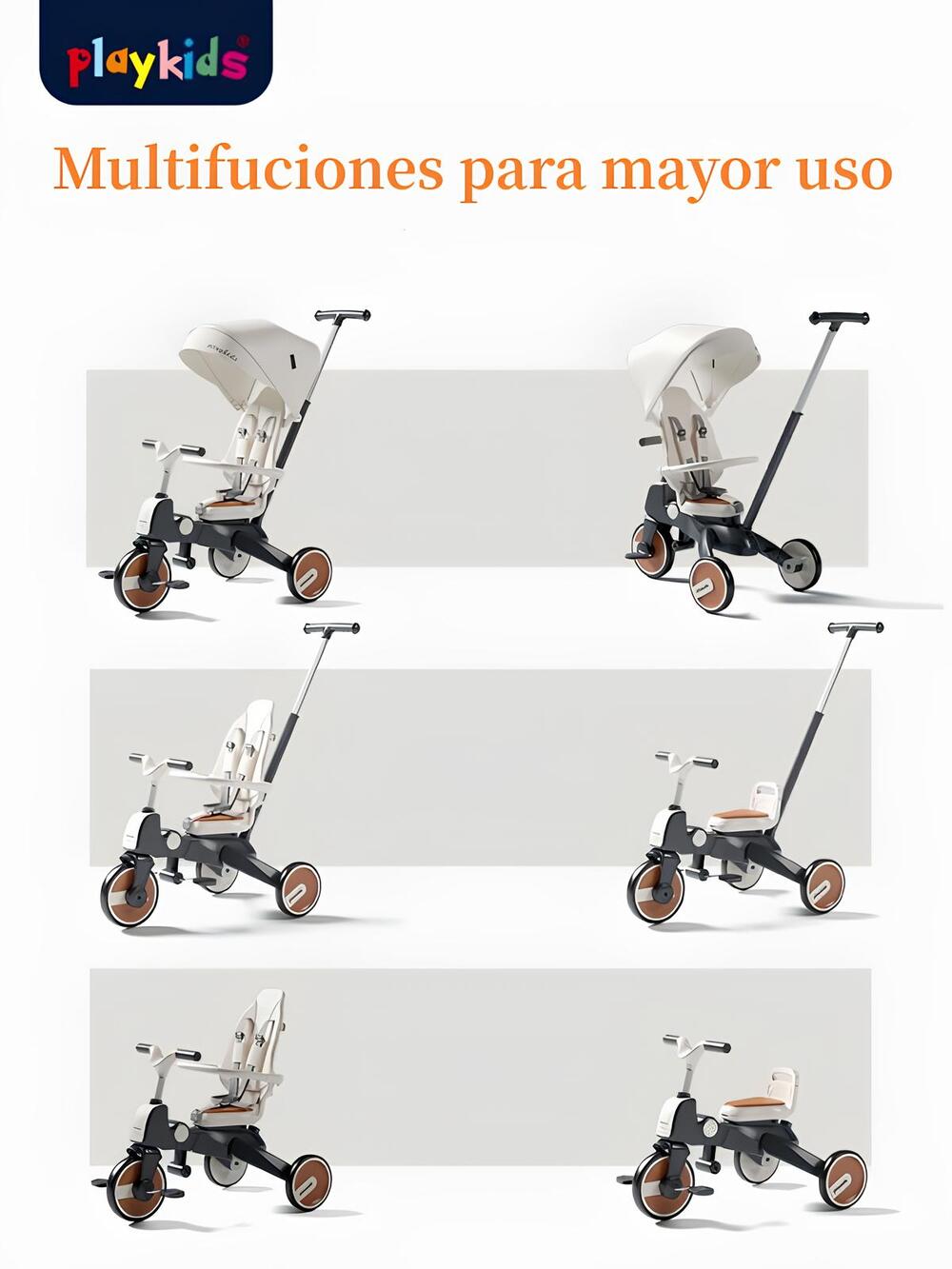 Triciclo De Paseo 360° Y Balance 6 En 1 Plegable Negro