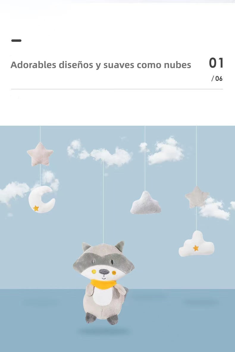 Móvil Musical 360° Con Caja Lubabycas Mapache