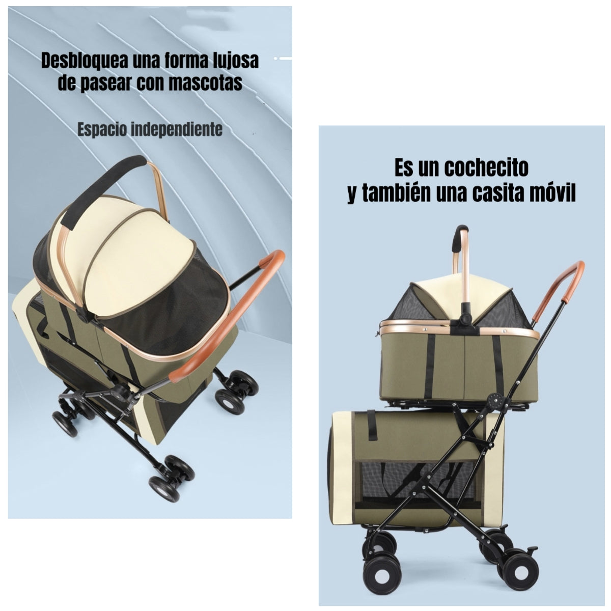 Cochecito Doble Para Mascotas Acura Verde By LuBabycas